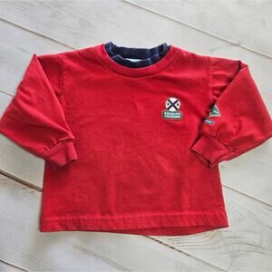 Vintage 1995 Baby B'gosh Lines Railroad Crossing Train Long Sleeve Shirt, sz 18m